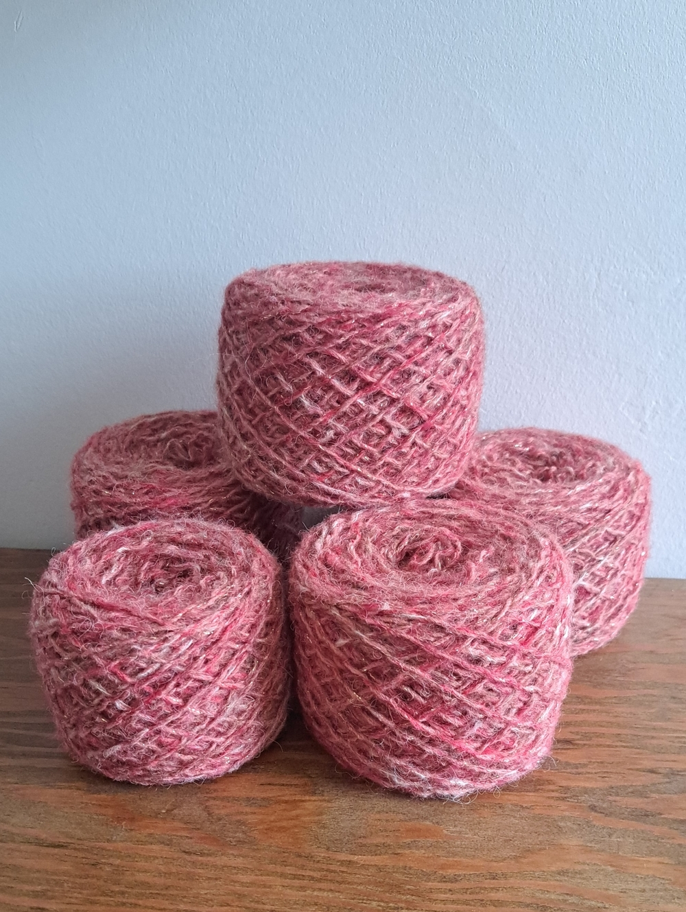 26% Wool Blend Shimmery Pink Yarn Lot, 475g